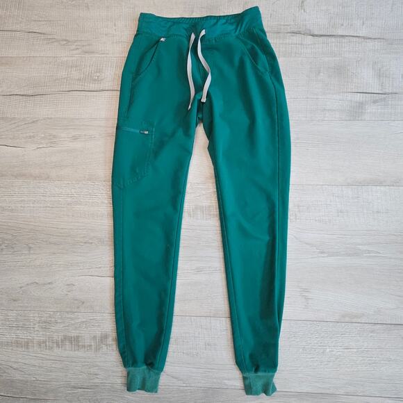 Figs Teal Zamora Jogger Scrub Pants Womens Tall XS Mid Rise Tapered Leg Stretch - Picture 4 of 7